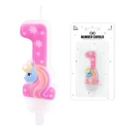 Świeczka urodziny dekoracja na tort jednorożec unicorn cyfra 1